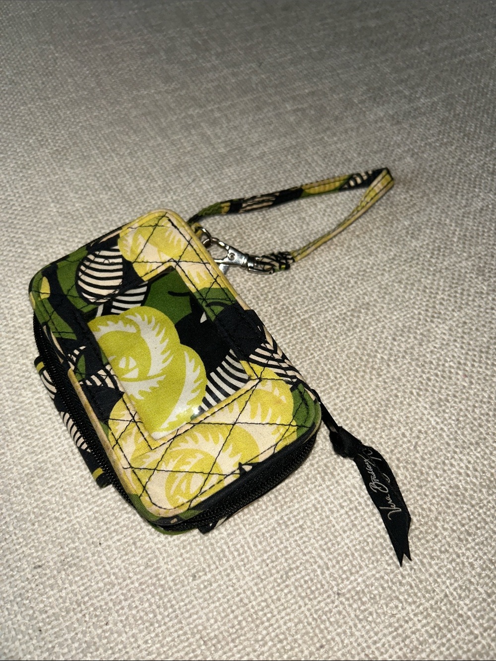 Vera Bradley Green Yellow Floral Quilted Wristlet